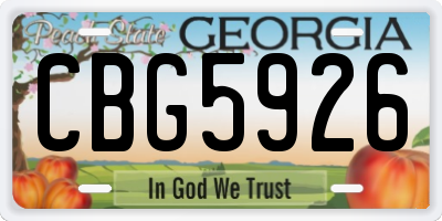 GA license plate CBG5926