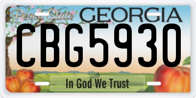 GA license plate CBG5930