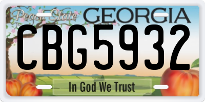 GA license plate CBG5932