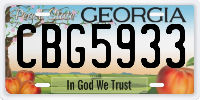 GA license plate CBG5933
