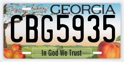 GA license plate CBG5935