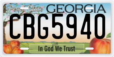 GA license plate CBG5940