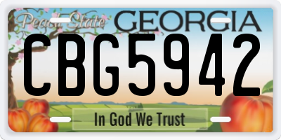 GA license plate CBG5942