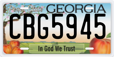 GA license plate CBG5945