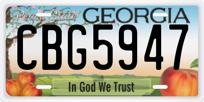 GA license plate CBG5947