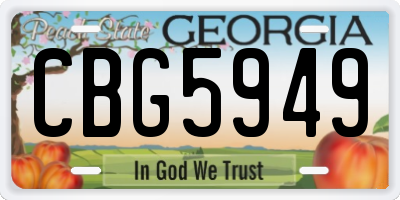 GA license plate CBG5949