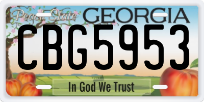 GA license plate CBG5953