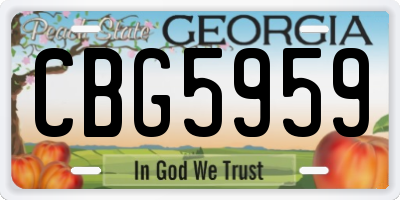 GA license plate CBG5959