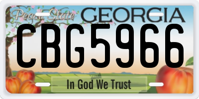GA license plate CBG5966