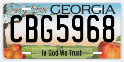 GA license plate CBG5968