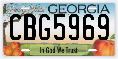 GA license plate CBG5969