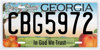 GA license plate CBG5972
