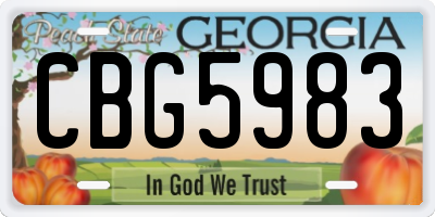 GA license plate CBG5983