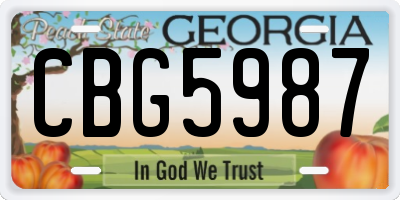 GA license plate CBG5987