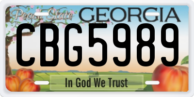 GA license plate CBG5989
