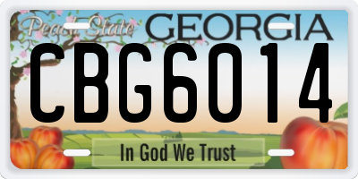 GA license plate CBG6014