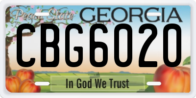 GA license plate CBG6020