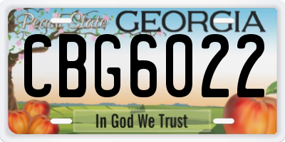 GA license plate CBG6022