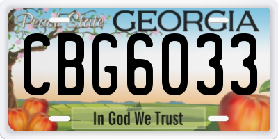 GA license plate CBG6033