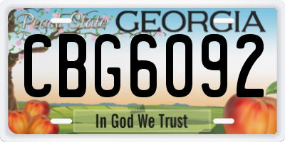 GA license plate CBG6092