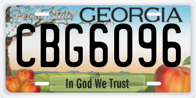 GA license plate CBG6096