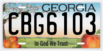GA license plate CBG6103