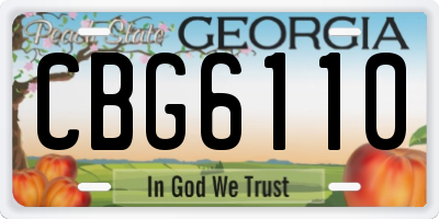 GA license plate CBG6110
