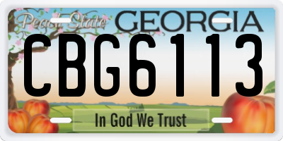 GA license plate CBG6113
