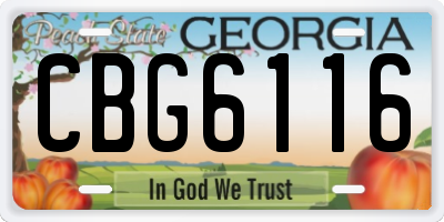 GA license plate CBG6116