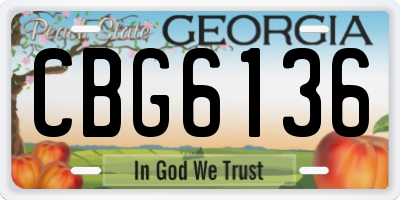 GA license plate CBG6136