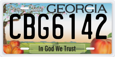 GA license plate CBG6142