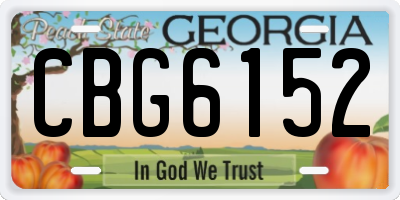 GA license plate CBG6152