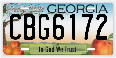 GA license plate CBG6172