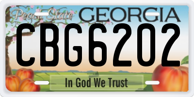 GA license plate CBG6202