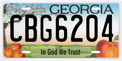 GA license plate CBG6204