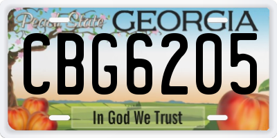 GA license plate CBG6205