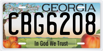 GA license plate CBG6208