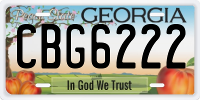 GA license plate CBG6222