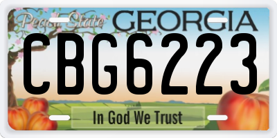 GA license plate CBG6223