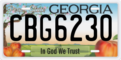 GA license plate CBG6230