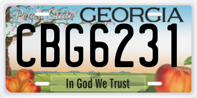GA license plate CBG6231