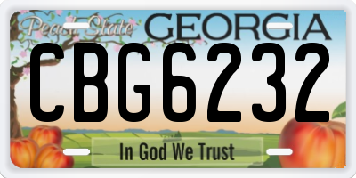 GA license plate CBG6232