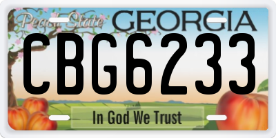GA license plate CBG6233
