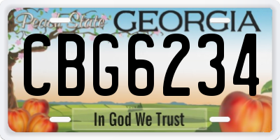 GA license plate CBG6234