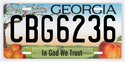 GA license plate CBG6236