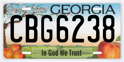 GA license plate CBG6238