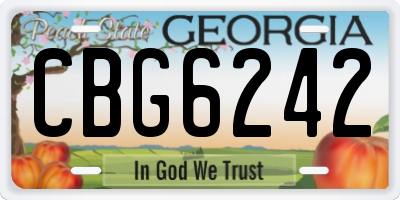 GA license plate CBG6242
