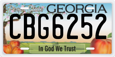 GA license plate CBG6252