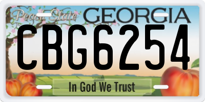 GA license plate CBG6254