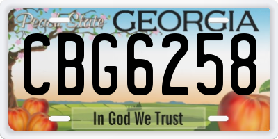 GA license plate CBG6258